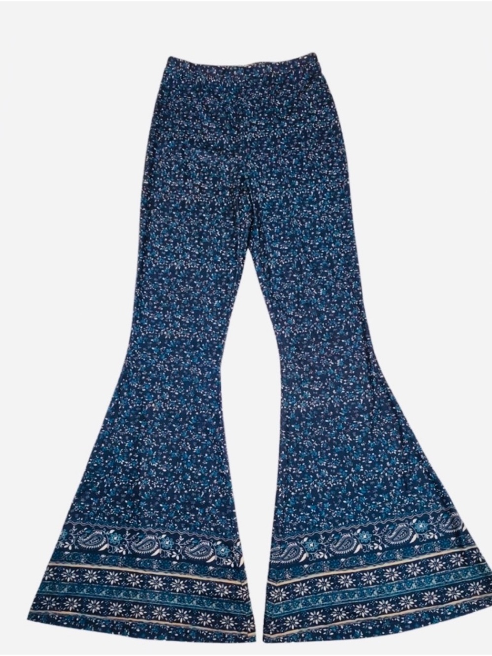 NATURAL LIFE blue floral print flare pants, Sm, NWT!
